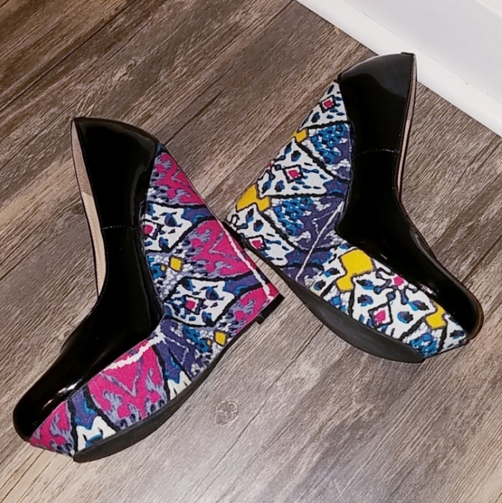 Steve Madden Gavon Black Patent Wedge Heel 7.5